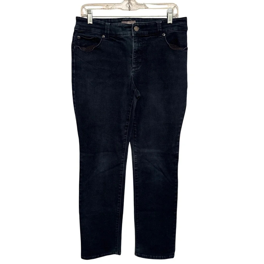 Chico's So Slimming Women's Dark Wash Denim Jeans Straight Leg Size 1 (8) Reg - Picture 1 of 5